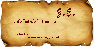 Zámbó Emese névjegykártya